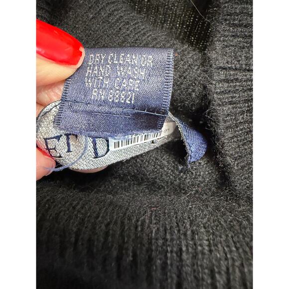 El Daws Cashmere Sweater Turtle Neck Sleeveless Black Soft Sz S - Picture 7 of 8